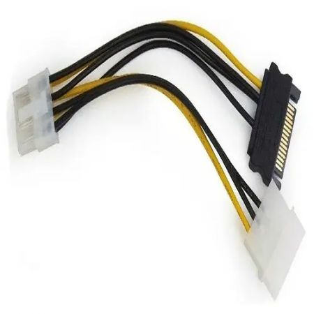 Cable converter for power supply Molex 4 pin + SATA power 8 pin Cablexpert CC-PSU-82 0.15м черный
