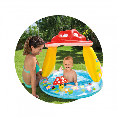 Бассейн надувной детский Intex Mushroom Baby 57114NP (102х89 см) синий