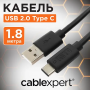 Cable USB Type A - Type C Cablexpert CCP-USB2-AMCM-66W-1M 1м черный