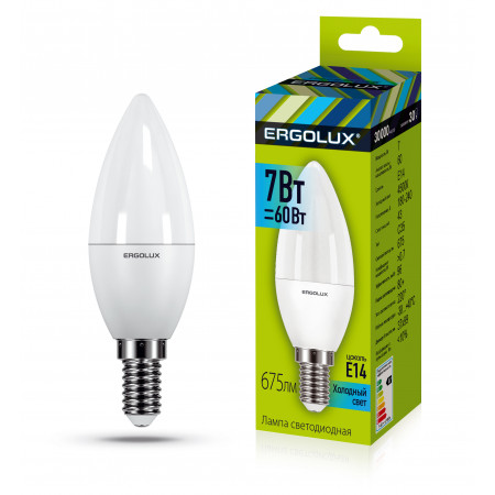 Эл. лампа светодиодная Ergolux LED-C35-7W-E14-4K (LED-C35-7W-E14-4K) белый