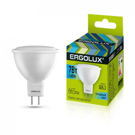 Эл. лампа светодиодная Ergolux LED-JCDR-7W-GU5.3-4K (LED-JCDR-7W-GU5.3-4K) белый
