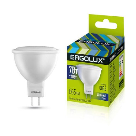 Эл. лампа светодиодная Ergolux LED-JCDR-7W-GU5.3-6K (LED-JCDR-7W-GU5.3-6K) белый