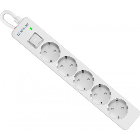 Сетевой фильтр Defender DFS 141 (99433) белый 1.5 м
