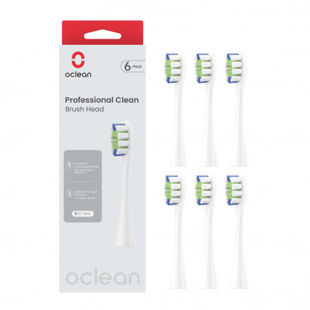 Набор сменных насадок Oclean Plaque Control Brush Head (6-pk) (P1C1W06) белый