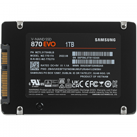 1 ТБ SSD диск Samsung 870 EVO (MZ-77E1T0BW) чёрный