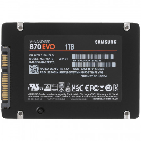 1 ТБ SSD диск Samsung 870 EVO (MZ-77E1T0BW) чёрный