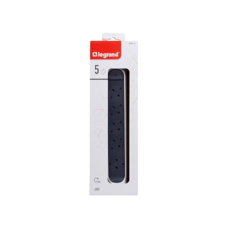 Сетевой фильтр Legrand 5x2К+З (694531) черно-белый 1.5 м