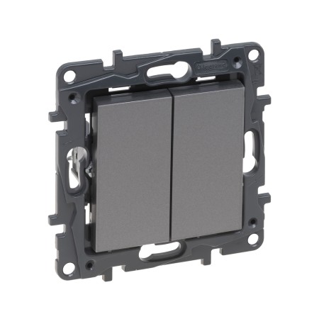 Выключатель Legrand Niloe Step 863408 2 клавишный сталь