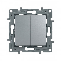 Выключатель Legrand Etika 672412 2 клавишный алюминий