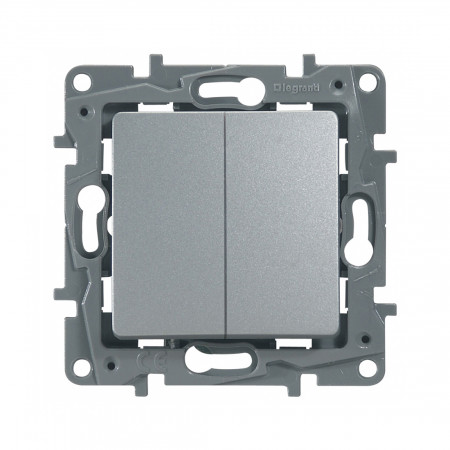 Выключатель Legrand Etika 672412 2 клавишный алюминий
