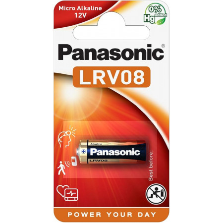 Батарейка PANASONIC LRV08/1B A23 [LRV08/1B] (LRV08L/1BE) 1 шт золотистый/черный