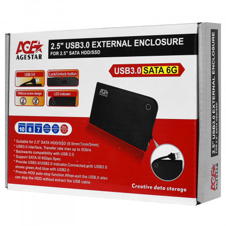 2,5" Внешний бокс Agestar 3UB2A14 черный