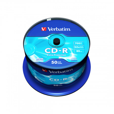 CD-диск Verbatim 43351 CD-R, 0.7 ГБ, Cake Box, 52x, 50 шт синий