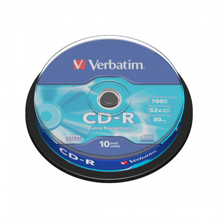 CD-диск Verbatim 43437 CD-R, 0.7 ГБ, Cake Box, 52x, 10 шт синий