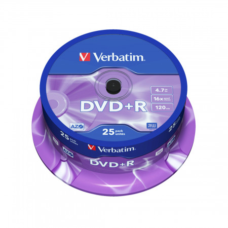 DVD-Диск Verbatim 43500 DVD+R, 4.7 ГБ, 16х, 25 шт серый