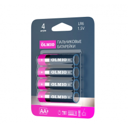 Батарейка Olmio LR6 АА [LR6] (42882) 4 шт розовый/синий