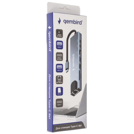 Док-станция Gembird UHB-D3 серый