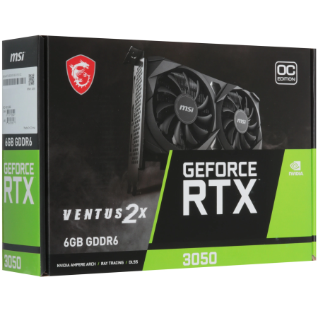 Видеокарта MSI GeForce RTX 3050 VENTUS 2X E OC (RTX 3050 VENTUS 2X E 6G OC) 6 Гб черный