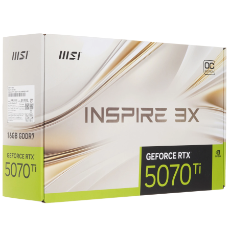 Видеокарта MSI GeForce RTX 5070 Ti INSPIRE 3X OC (RTX 5070 Ti 16G INSPIRE 3X OC) 16 Гб золотистый