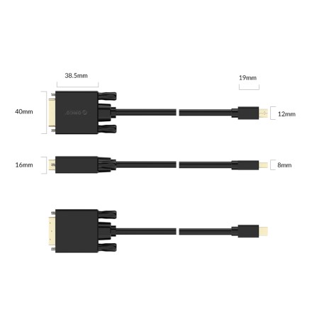 Кабель Mini Display-DVI ORICO (XD-MDTD-10-BK-BP) 1 м черный