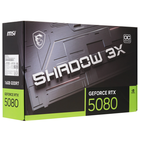 Видеокарта MSI GeForce RTX 5080 SHADOW 3X OC (RTX 5080 16G SHADOW 3X OC) 16 Гб черный
