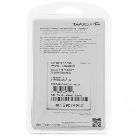 1000 ГБ SSD TeamGroup GX2 2.5” SATA3 R530Mb/s W480MB/s T253X2001T0C101 черный