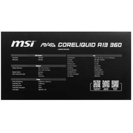 Система водяного охлаждения MSI MAG CORELIQUID A13 360 черный