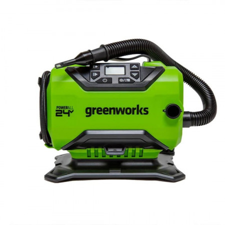 Компрессор автомобильный аккумуляторный Greenworks ACG301(3400807RU) черный/зелёный