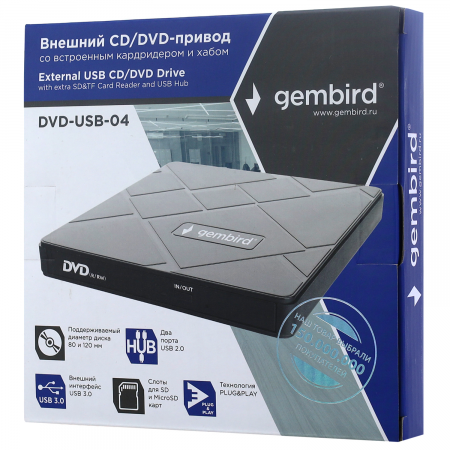 Внешний оптический привод Gembird DVD-USB-04 черный