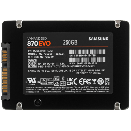 250 ГБ SSD диск Samsung 870 EVO (MZ-77E250B/EU) черный