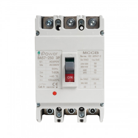 Автоматический выключатель iPower ВА57-250 (AM1-250L 3P 160A) 160 A белый