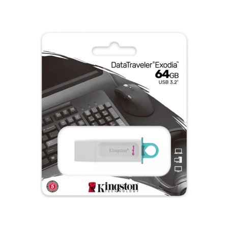 64 ГБ USB Флеш-накопитель Kingston DataTraveler Exodia (KC-U2G64-5R) белый