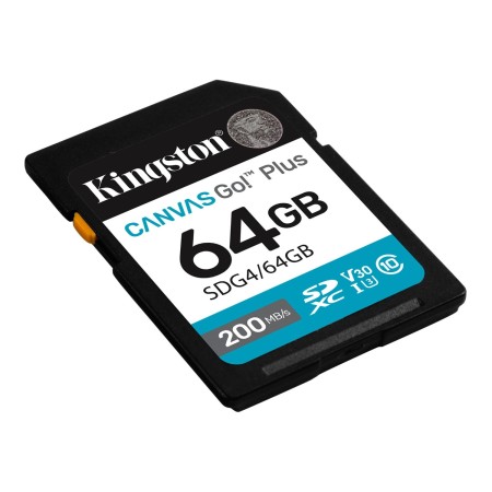 64 ГБ Карта памяти Kingston Canvas Go! Plus SDXC (SDG4/64GB) черный + адаптер