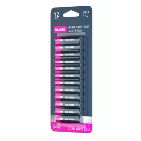 Батарейка Olmio LR6 ААА [LR03] (42879) 12 шт розовый/синий
