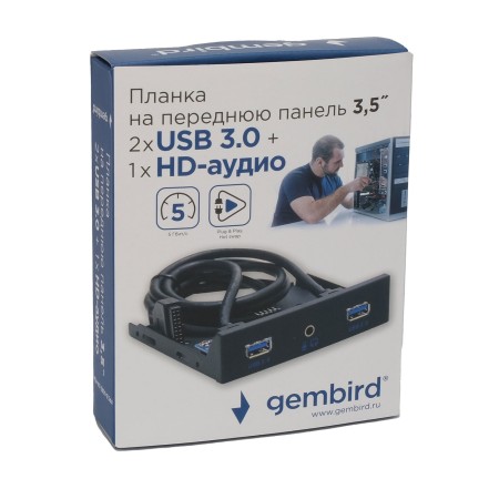 Плата расширения Gembird FP3.5-USB3-2A-HDA черный