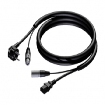 Кабель SCHUKO (вилка) XLR 3 pin (розетка) - EURO (розетка) XLR 3 pin (вилка) PROCAB CAB400/10 10м черный