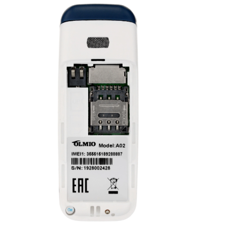 Мобильный телефон Olmio A02 (039375) синий-белый
