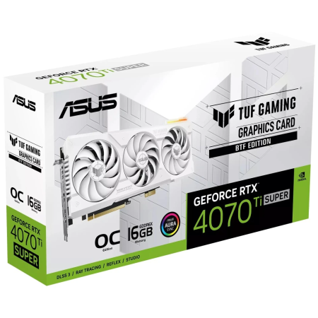 Видеокарта ASUS GeForce RTX 4070 Ti SUPER BTF TUF Gaming White OC Edition (TUF-RTX4070TIS-O16G-BTF-WHITE) 16 Гб белый