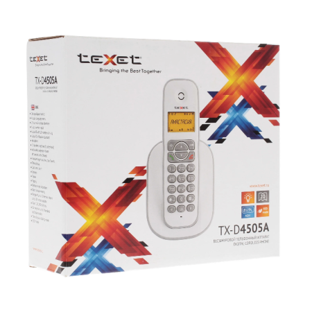 Телефон беспроводной (DECT) Texet TX-D4505A белый-серый