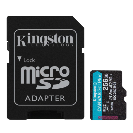 256 ГБ Карта памяти Kingston Canvas Go! Plus microSDXC (SDCG4/256GB) черный + адаптер