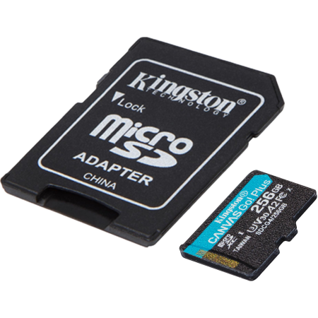 256 ГБ Карта памяти Kingston Canvas Go! Plus microSDXC (SDCG4/256GB) черный + адаптер