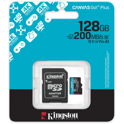 128 ГБ Карта памяти Kingston Canvas Go! Plus microSDXC (SDCG4/128GB) черный + адаптер