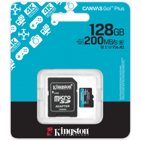 128 ГБ Карта памяти Kingston Canvas Go! Plus microSDXC (SDCG4/128GB) черный + адаптер