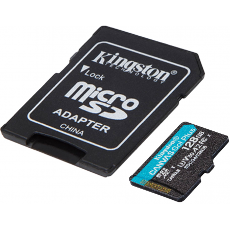 128 ГБ Карта памяти Kingston Canvas Go! Plus microSDXC (SDCG4/128GB) черный + адаптер