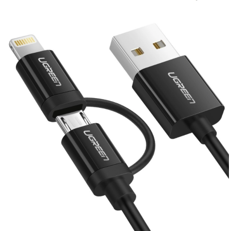 Кабель Lightning/micro USB - USB 2.0 Type-A Ugreen US178 (UG-40941) 1.5м черный