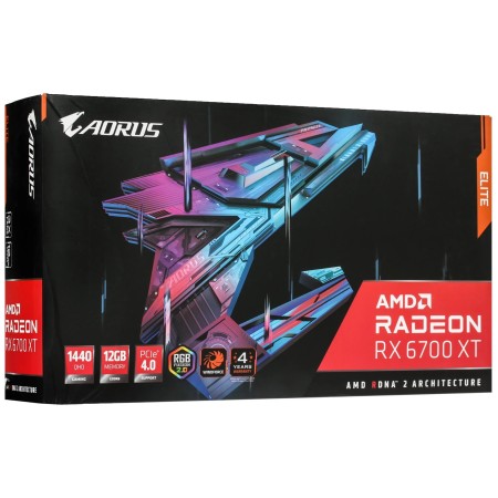 Видеокарта GIGABYTE AMD Radeon RX 6700 XT AORUS ELITE (GV-R67XTAORUS E-12GD) 12 Гб черный