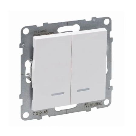 Выключатель с подсветкой Legrand Suno 721118 2х клавишный белый
