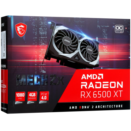 Видеокарта MSI AMD Radeon RX 6500 XT MECH 2X OC (RX 6500 XT MECH 2X 4G OC) 4 Гб серый