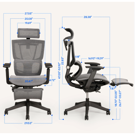 Эргономичное кресло FLEXISPOT C7B-Mesh-FT черный