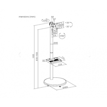 Мобильная напольная стойка Eco Estelar FS38-11TWE Белый Мобильная напольная стойка Eco Estelar FS38-11TWE Белый